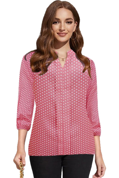 Toochki Womens Light Pink Muslin Polka Doted Straight Western Top | Winter Top |Top for Women | Latest Women Top | Trendy Women