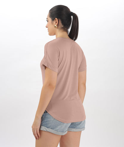SHODOX Womens Cotton Blend Solid Regular fit Round Neck Short Sleeve T-Shirt (Pack of 1)