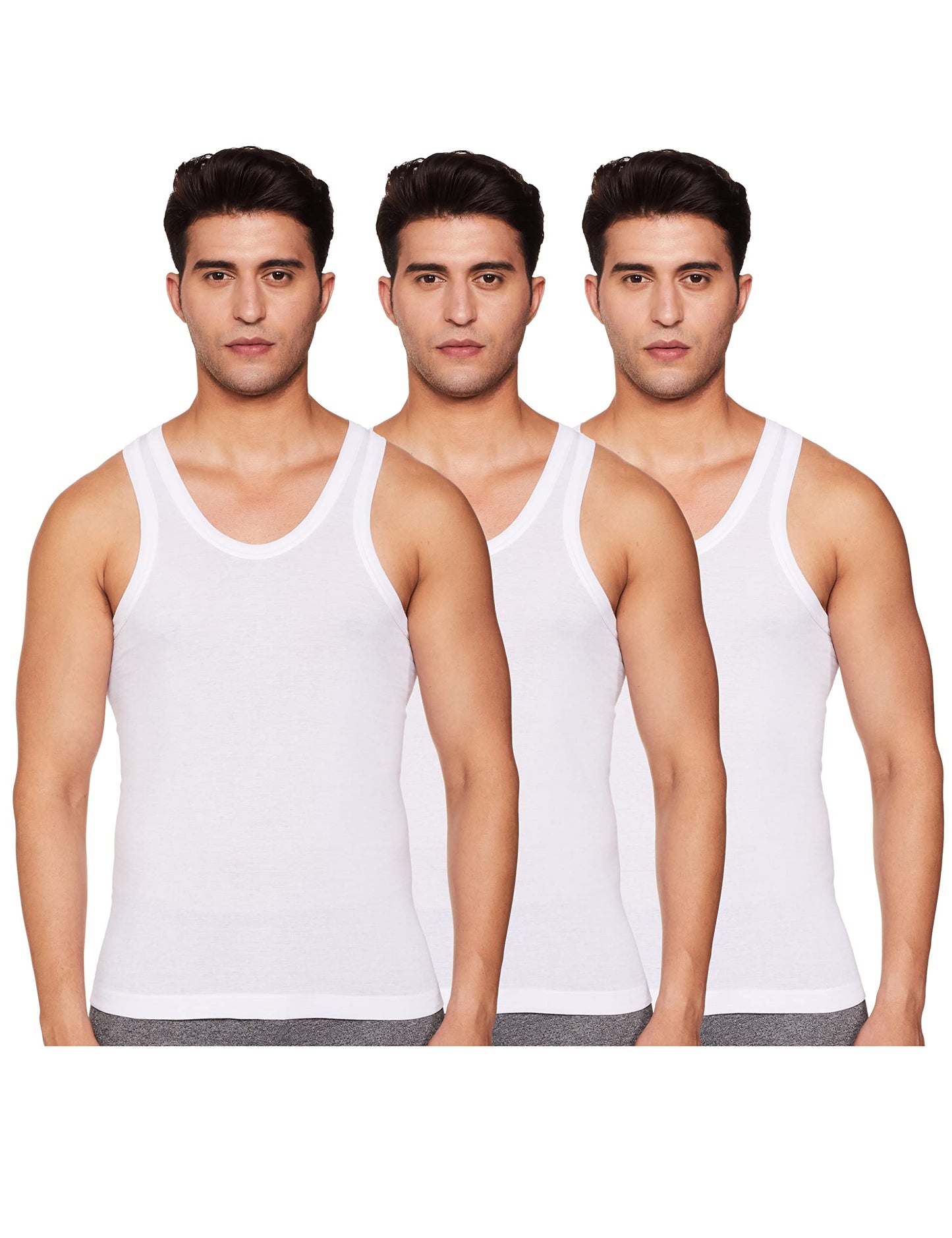 RUPA FRONTLINE Sleeveless Vest for Men, 100% Cotton Material, Round Neck, Pack of 3