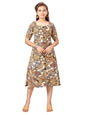 Aarika Girl's Cotton Blend Fit and Flare Below The Knee Dress (MD-A-22526_Fawn_36)