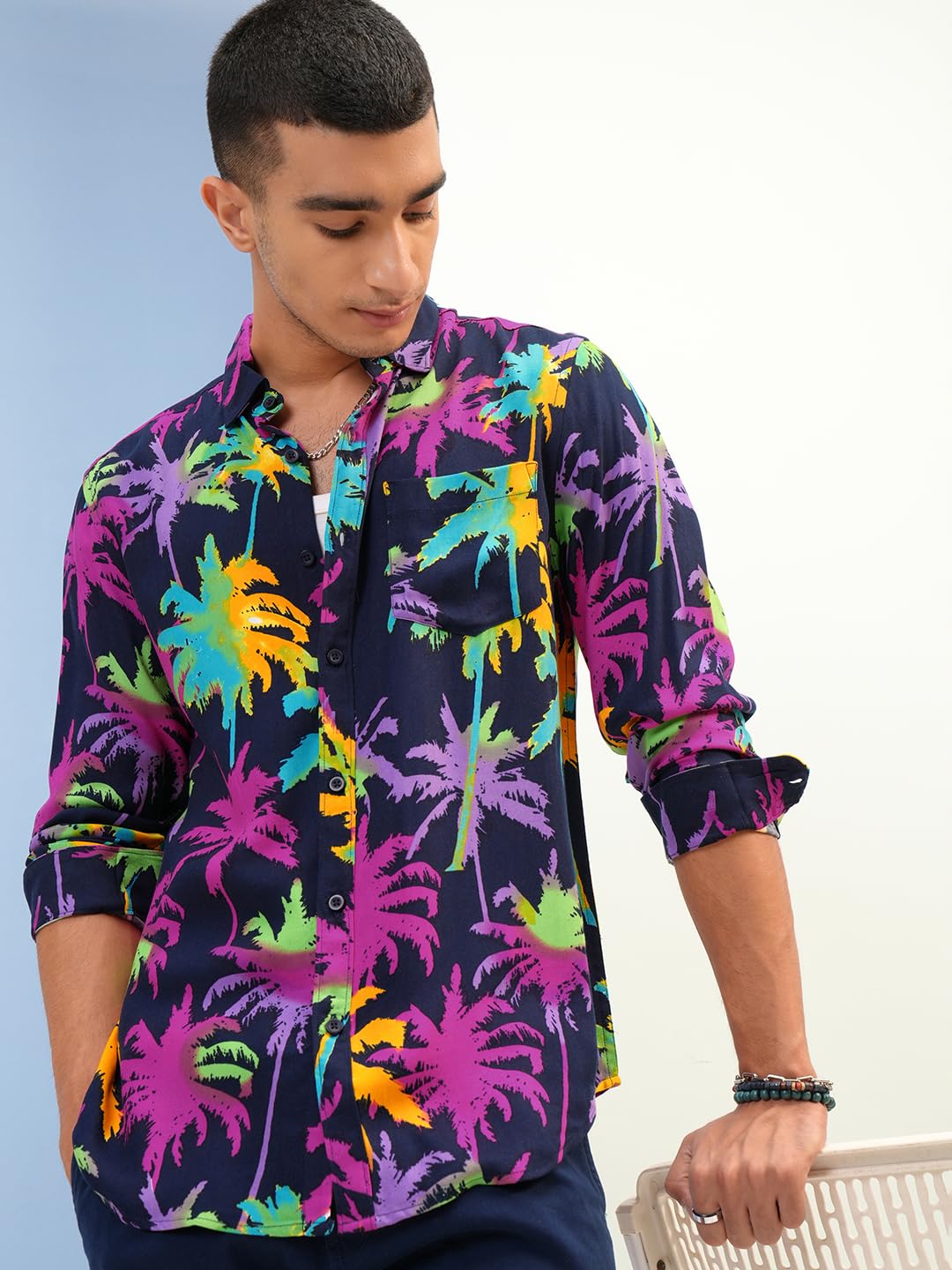 KETCH Men Long Sleeve Semi Fit KHSH001782 Blue S