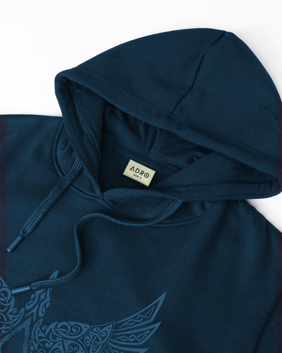 ADRO Men's Cotton Neck Hooded Sweatshirt (H24-BIRD-SB_Teal