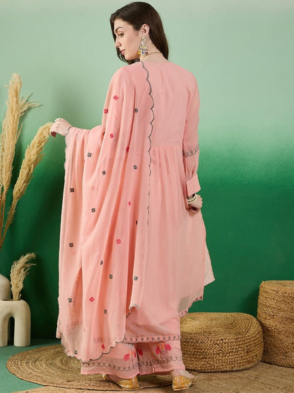 Fashion Basket WomenS Green Georgette Kurta Set With Dupatta