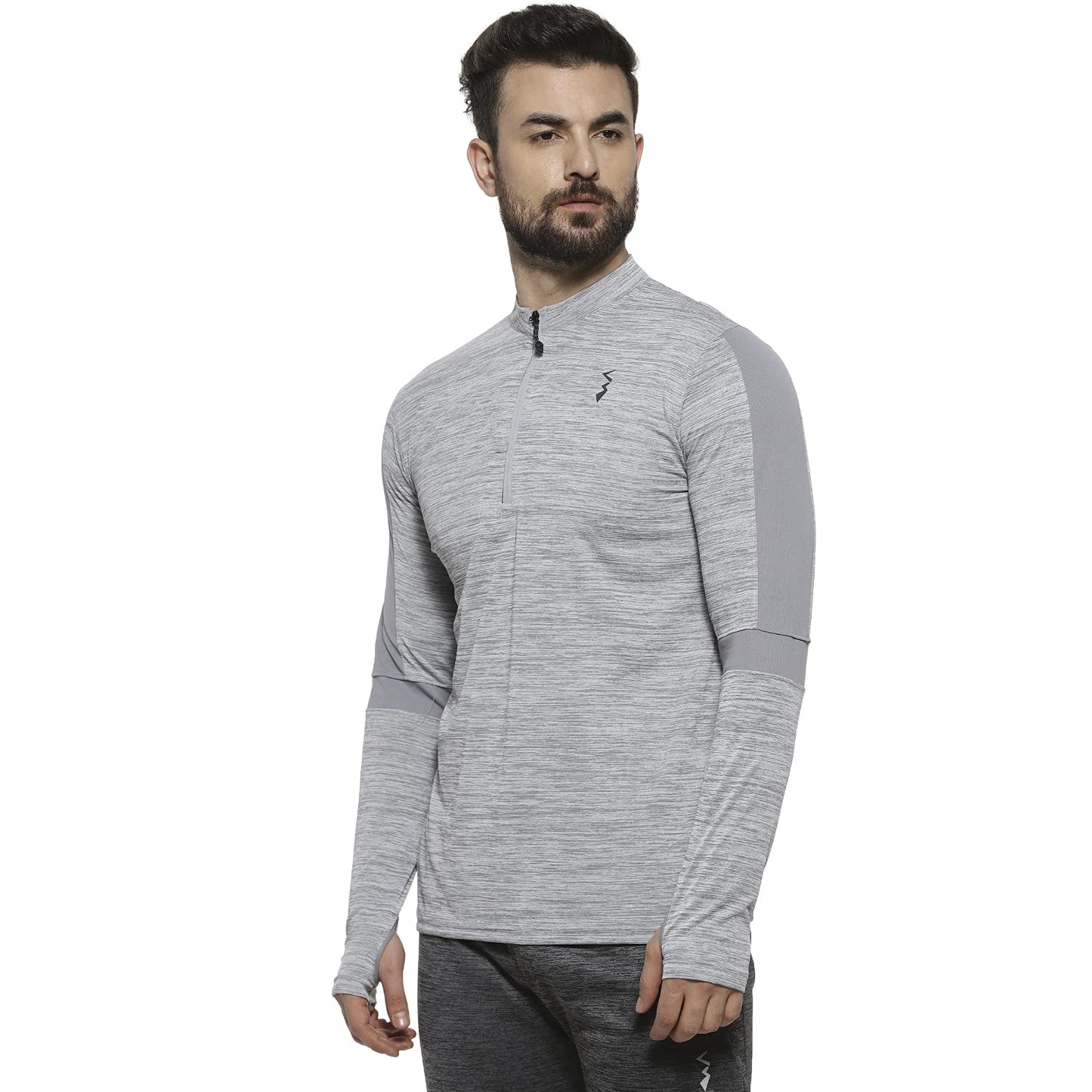 Campus Sutra Mens Solid Grey Dri-Fit Full Sleeve Activewear T-Shirt Regular Fit for Casual Wear | Modern Clothing T-Shirt Craft