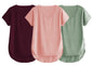 Fabricorn Combo Of Three Plain Sage Green, Dusty Rose And Wine V-Neck Up And Down Cotton Tshirt For Women (Sage Green, Dusty Ros