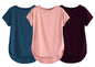 Fabricorn Combo Of Three Plain Dusty Rose, Airforce Blue And Wine Round Neck Up And Down Cotton Tshirt For Women (Dusty Rose, Ai