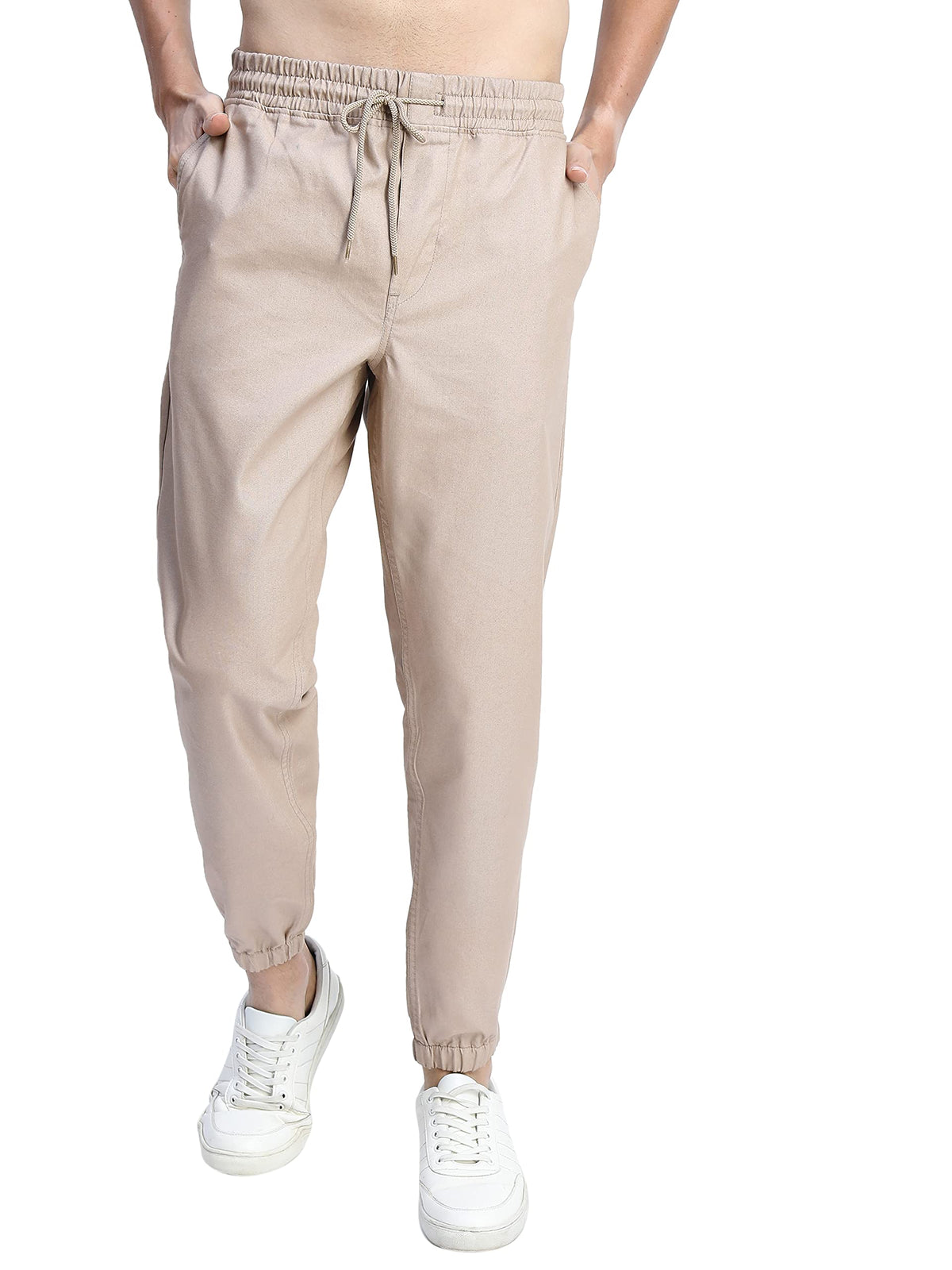 Ketch MenS Mid Rise Loose Casual Pants (Khtr000252, Beige, 32