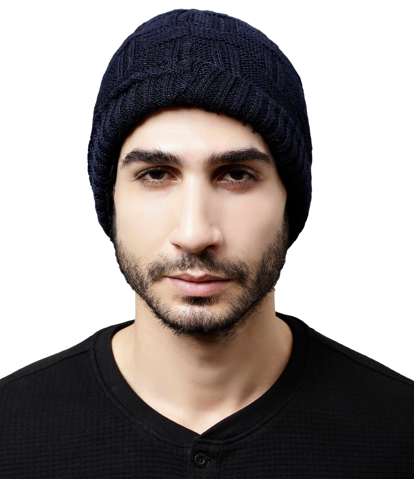 Weavers Villa Snow Proof Inside Fur Acro Wool Unisex Beanie Cap Knit Hat Thick Fleece Lined Winter Cap for Men & Women, Free Siz
