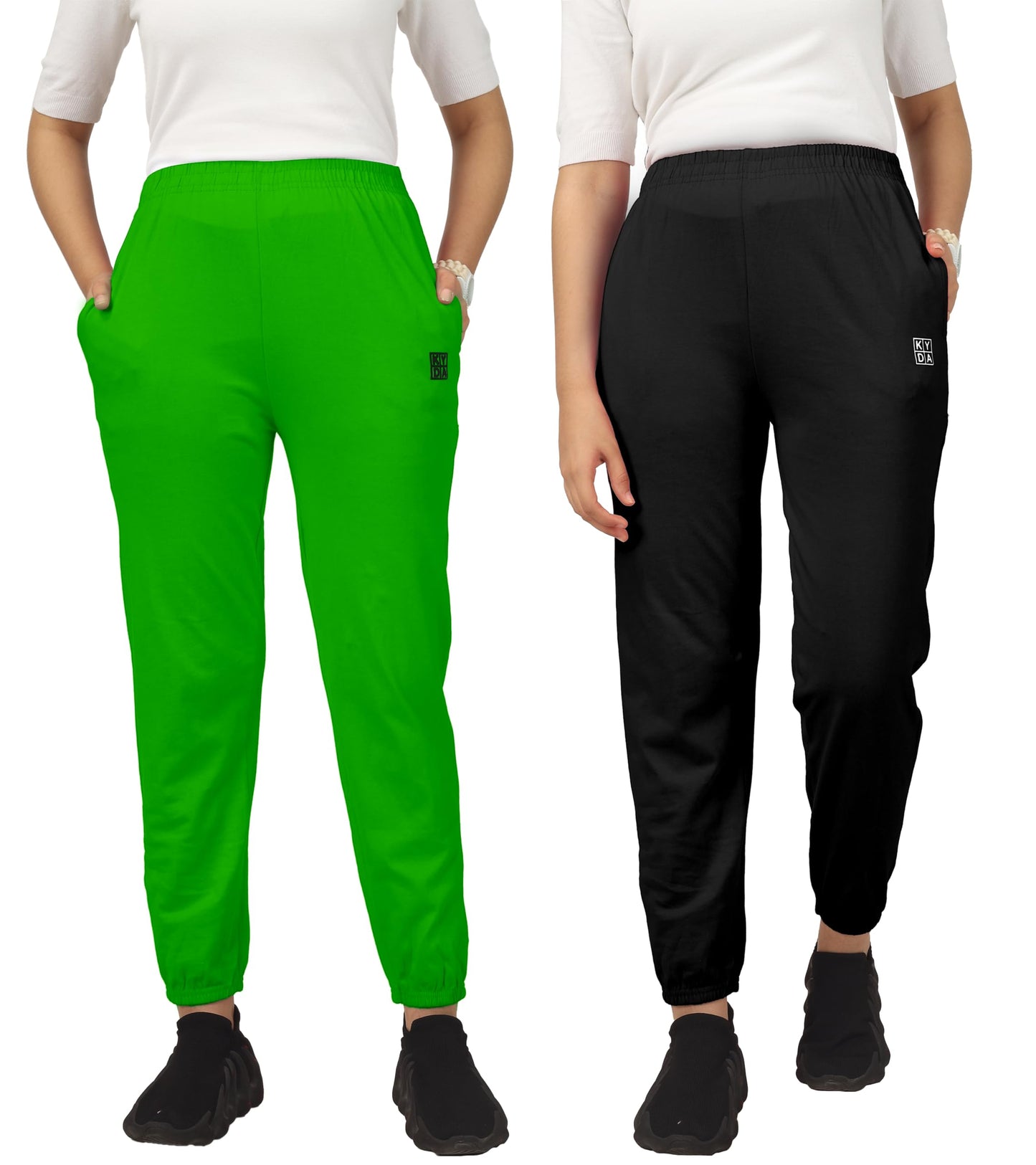 Kyda Kids Cotton Regular Fit Track Pants For Girls (Pack Of 2)