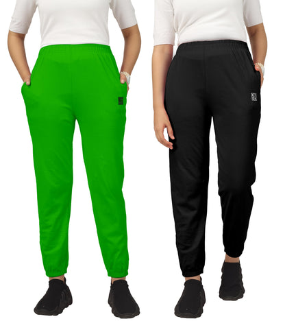 Kyda Kids Cotton Regular Fit Track Pants For Girls (Pack Of 2)