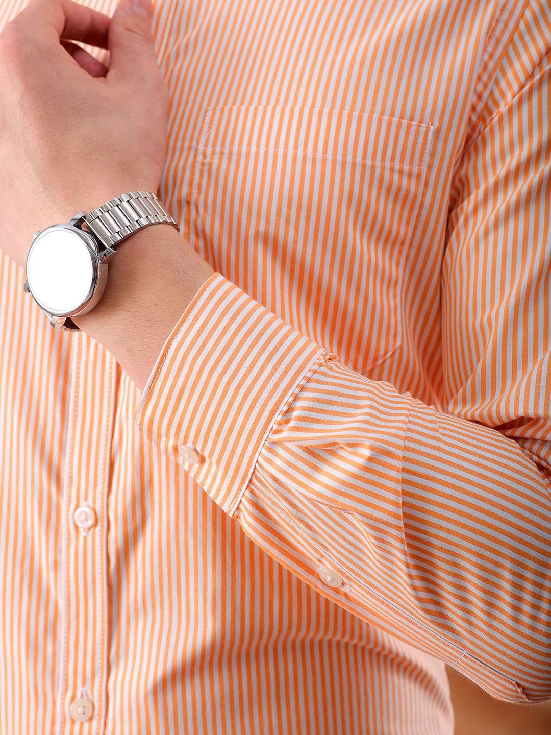 The Indian Garage Co Mens Slim Fit Shirt (0424-SHFRST-02-04_Orange