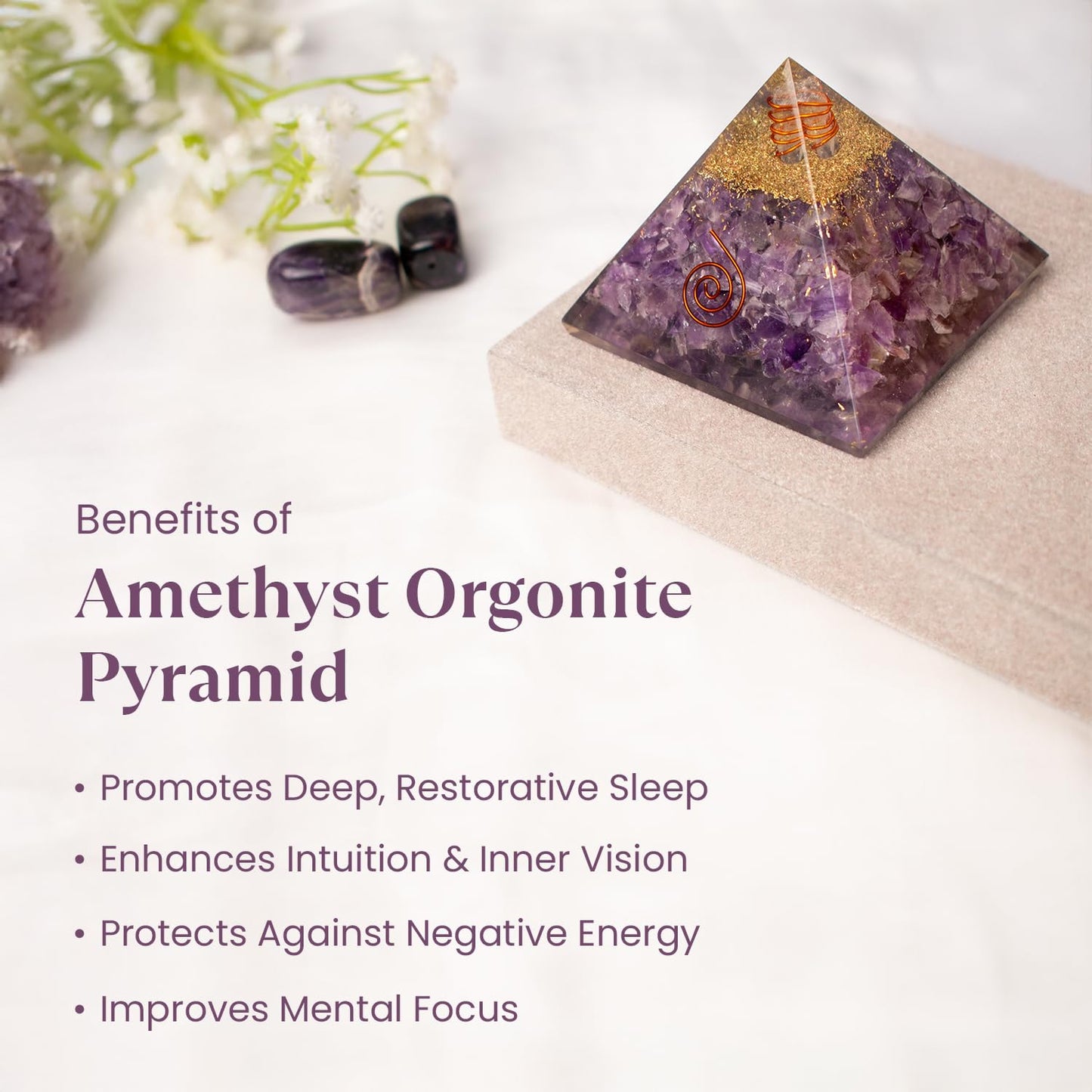 Astrotalk Amethyst Stone Resin Pyramid | Crystal Pyramid for Calm & Clarity | Vastu Items for Home Decor | Office Table Decoration Items | Gift for Man & Woman