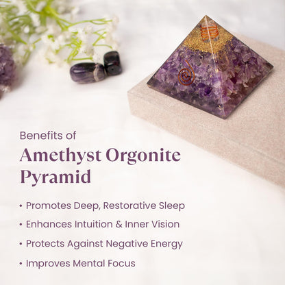 Astrotalk Amethyst Stone Resin Pyramid | Crystal Pyramid for Calm & Clarity | Vastu Items for Home Decor | Office Table Decoration Items | Gift for Man & Woman