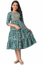 Aurelia Girls Polyester Fit and Flare Knee-Length Casual Dress (22AUG10278C-505737_Green