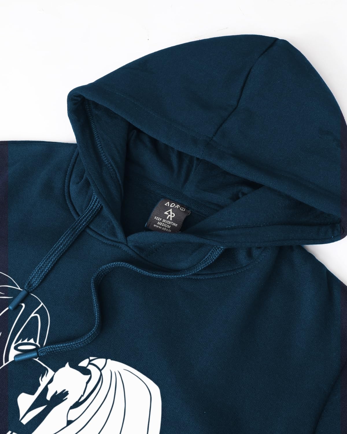 ADRO Men's Cotton Neck Hooded Sweatshirt (H24-DEVI-SB_Teal