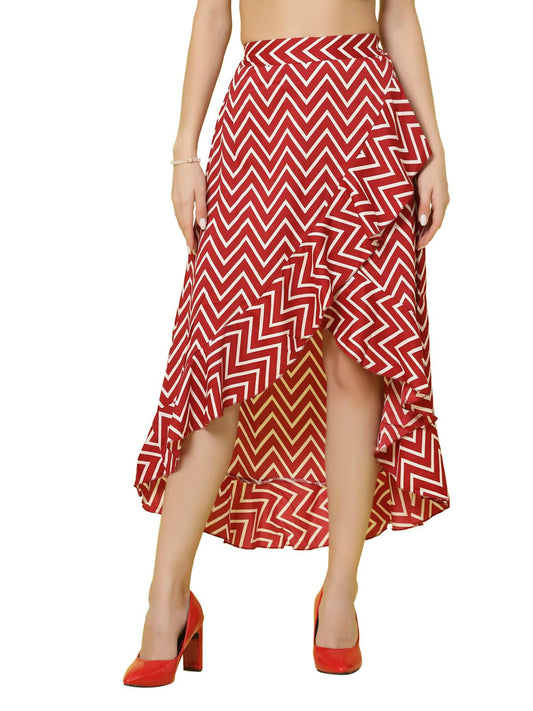 OOMPH! Long Skirts for Women Red - msk053