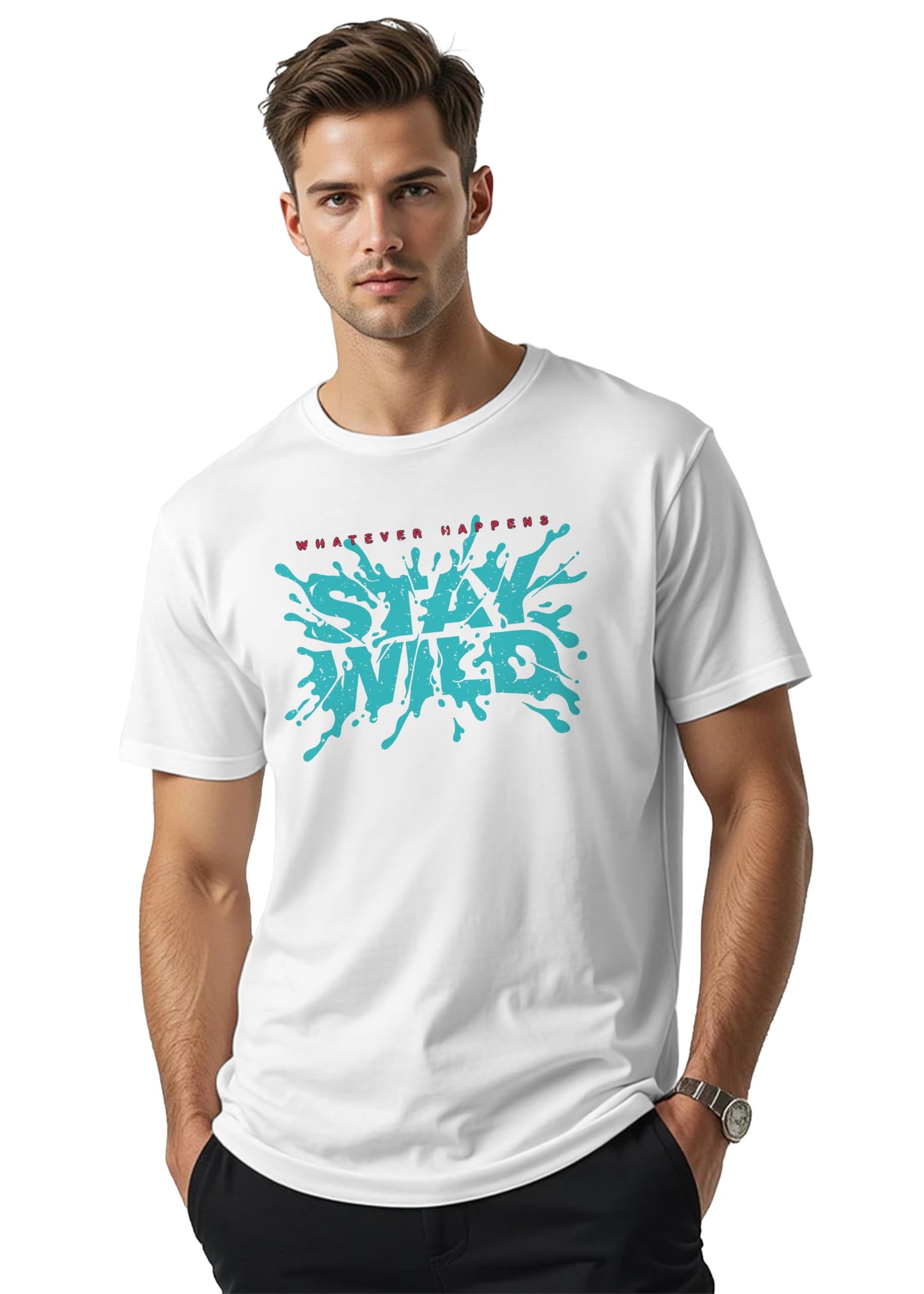 Peppyzone Mens Regular Fit T-Shirt (PZ-Trendy-901_White2
