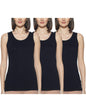 Rupa Softline Women Super Combed Cotton Cotton Long Camisole,Under-Shirt, Stretchable and Body-Hugging, Black,Pack of 3