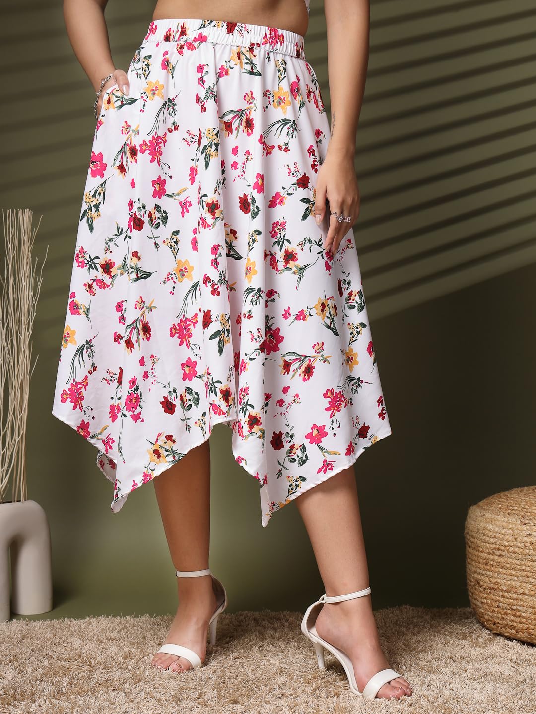 OOMPH! Long Skirts for Women White - msk175