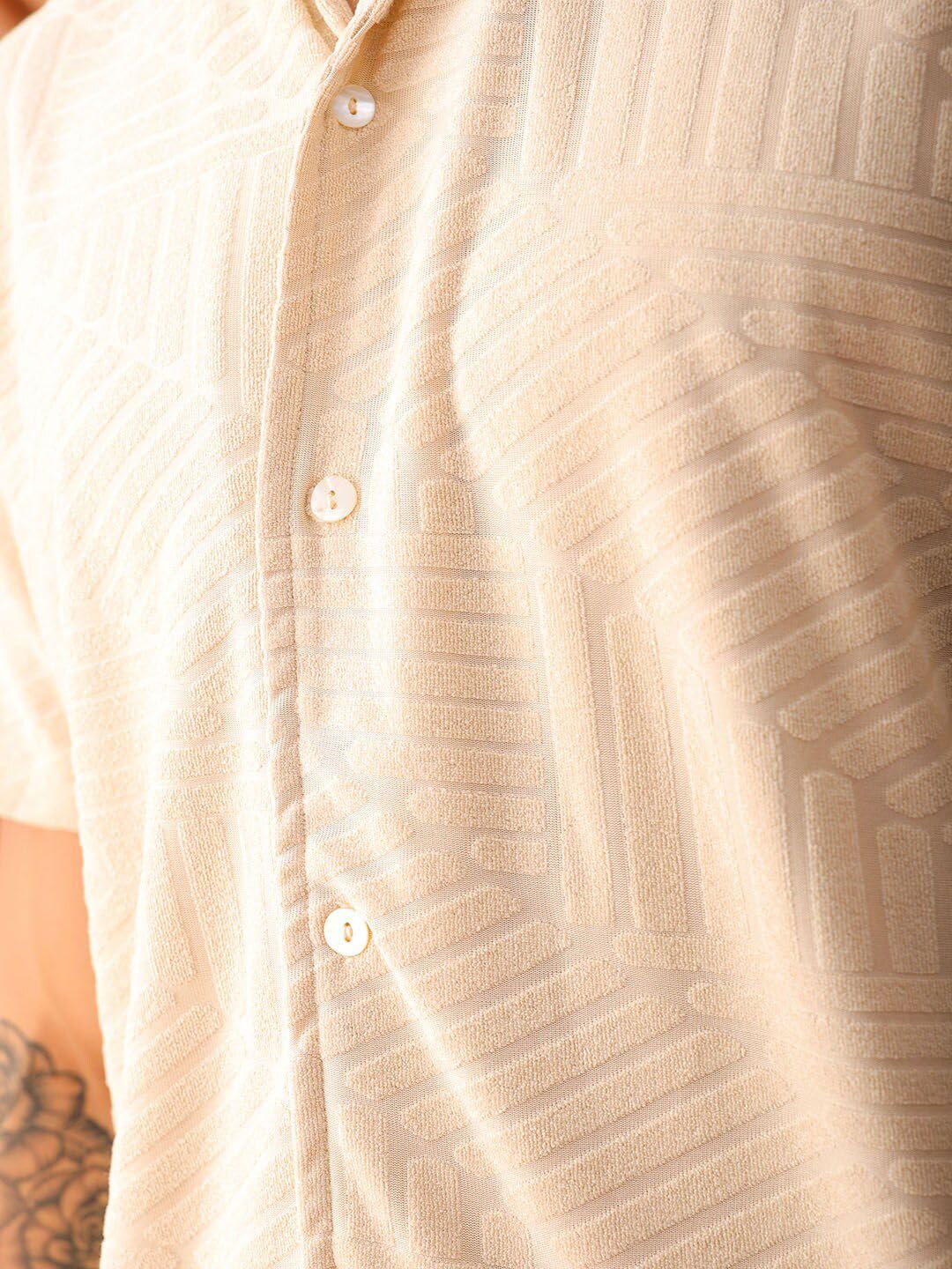 The Indian Garage Co Mens Slim Fit Shirt (1223-SHTKRS-06-01_Cream
