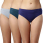 Enamor CH03 cotton hipster panties for women pack of 3, full coverage, grip fit with antimicrobial & stain release technology |