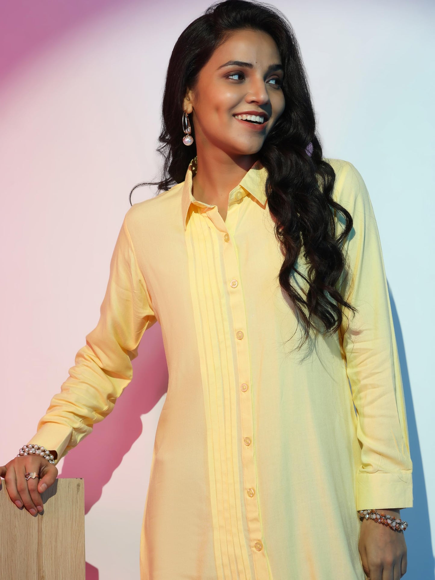 Libas WomenS Viscose Rayon Solid Straight Kurti (58190_Yellow