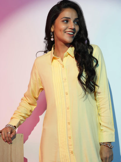 Libas WomenS Viscose Rayon Solid Straight Kurti (58190_Yellow