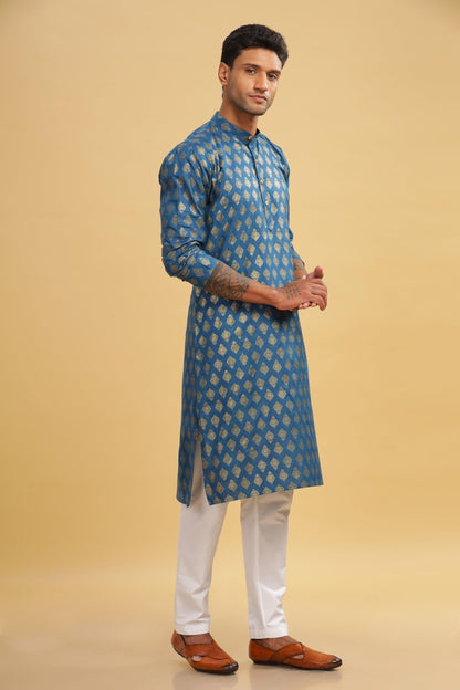 Be Active MenS Cotton Regular Kurta (C-399-3_Blue