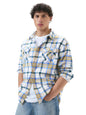 The Souled Store Plaid: Sailor Men and Boys Long Sleeves Collared Neck Button Front White Cotton Regular Fit Utility Shirts