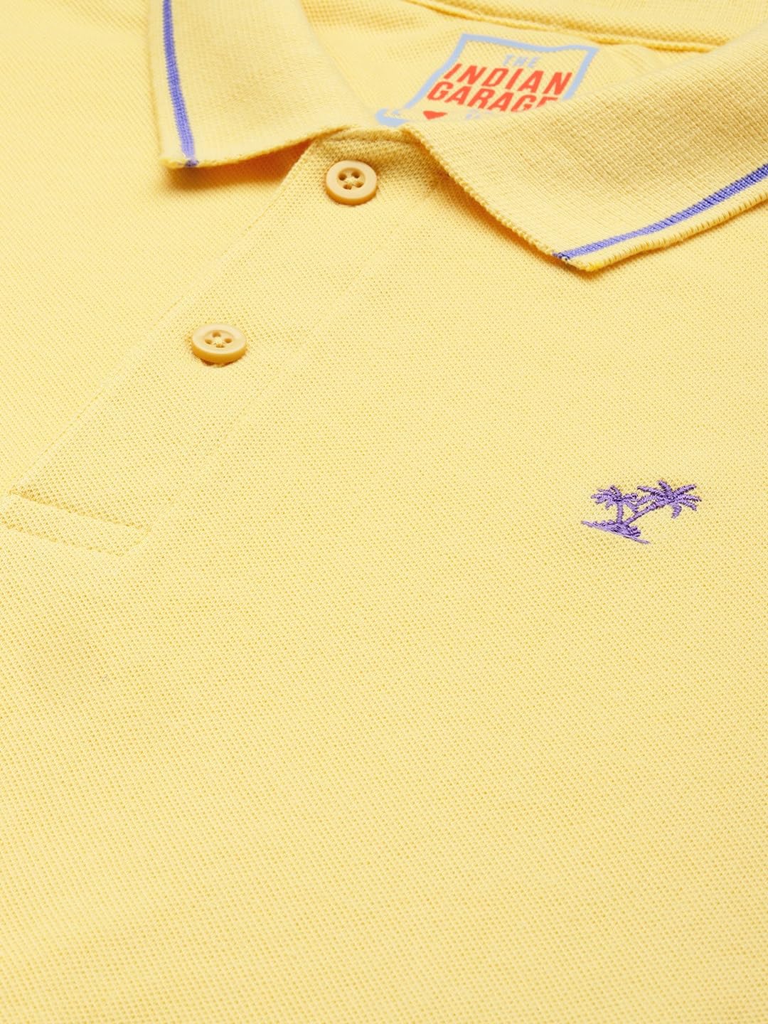 The Indian Garage Co Men Slim Fit Solid Polo Collar Tshirt