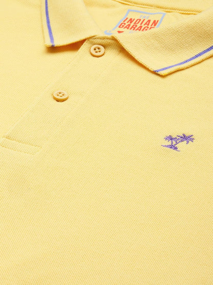 The Indian Garage Co Men Slim Fit Solid Polo Collar Tshirt