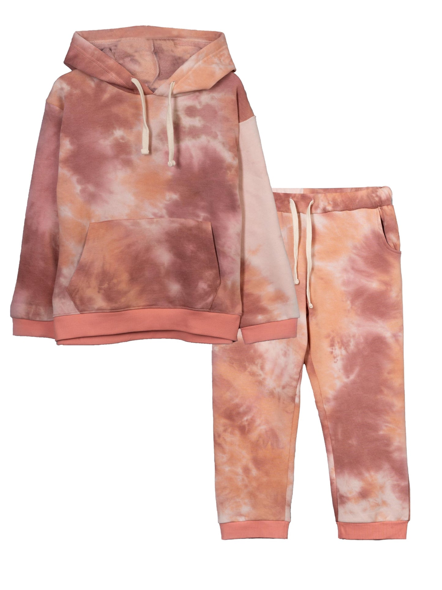 Kyda Kids Girls 100% Cotton Printed Full Sleeve Sweatshirts And Joggers Set - Tie & Dye Clothing Set (Pack Of 1)