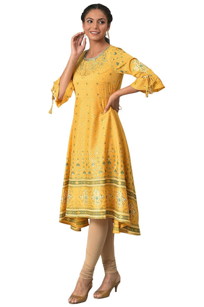 Aurelia WomenS Polyester Regular Kurta (22Aua13598-505300_Yellow