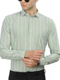 Mildin MenS Pure Cotton Striped Printed Shirt With Spread Collared Neck Full Sleeve Curved Hemline Button Closure And Regular F