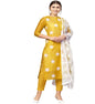ANNI DESIGNER Women's Ruby Cotton Straight Embroidery Kurti with Pant & Dupatta Set (White-Show Multicolor_XL Multicolor_X-Large