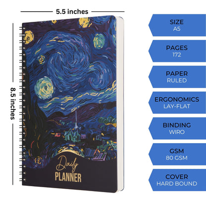 Doodle Undated Daily Planner | A5 | 172 Pages | 80 Gsm | 3 Months Schedule, To-Do List, Daily Priorities, Appointments, Deadline