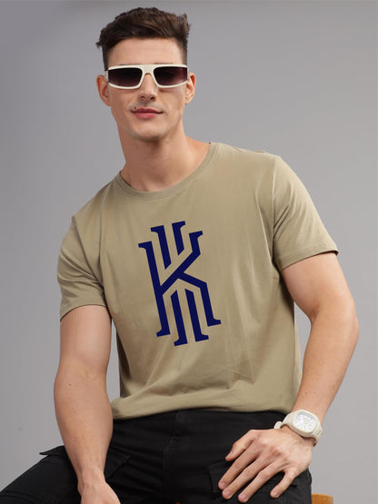 ADRO Mens Printed T Shirt - Premium Cotton Graphic Printed Tshirt - Beige T-Shirt - RN24-KOBE-BE