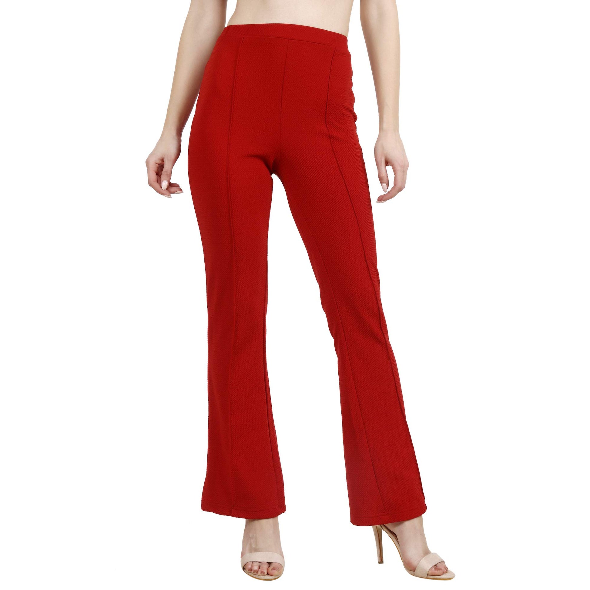 POPWINGS Casual Womens Mehroon Bootcut Trouser Maroon