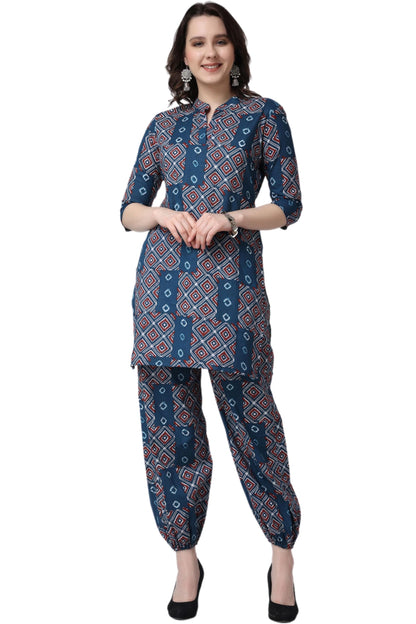 Popwings Casual Pure Cotton Bandhani Printed Kurti And Jogger Co-Ord Set || Latest Stylish Co-Ords Set For Women || 2 Piece Summ