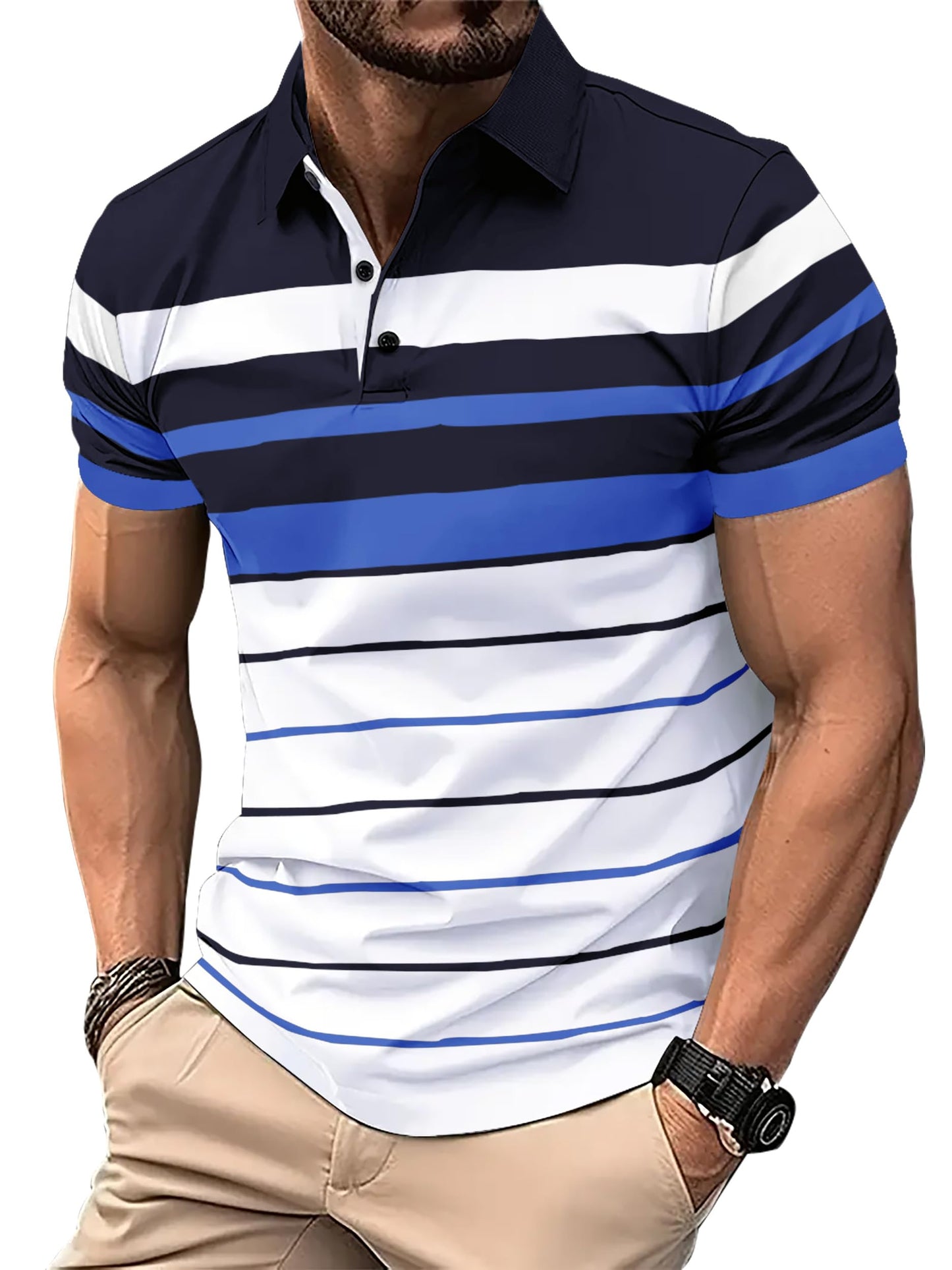 Noble Monk MenS Regular Fit Polo Neck T-Shirt | Half Sleeve | Stripe On Chest | Collared Neck Tshirt For Men