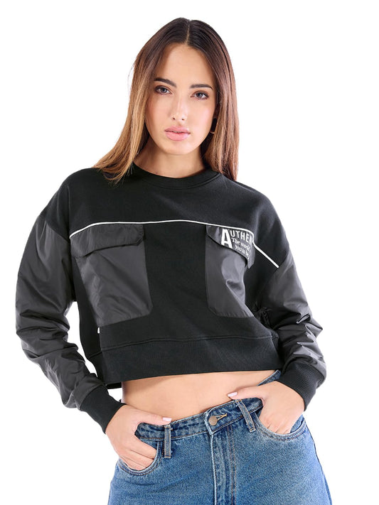 Bewakoof WomenS Typography Oversized Fit Full Sleeve Round Neck Fleece Blend Sweatshirt_641064_Black_Xl
