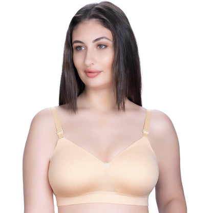 Trylo WomenS Cotton Lightly Padded Wire Free Regular Bra Beige