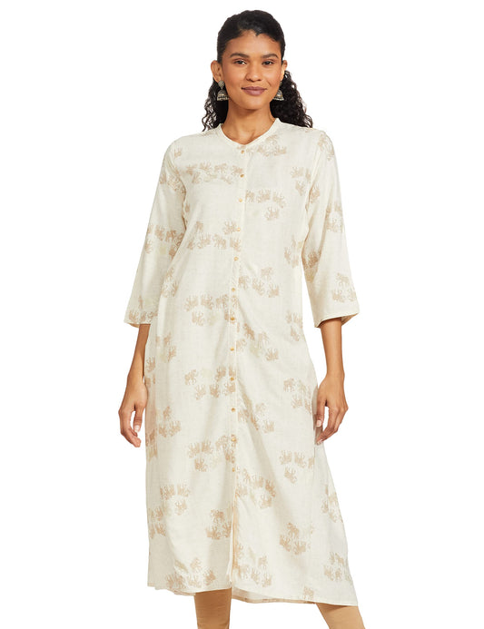 W for Woman Women's Viscose Regular Fit New Front Open Kurta