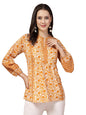 Stylum Womens Mustard Floral Printed Cotton Top