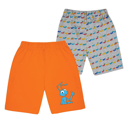 Kyda Kids 100% Cotton Printed Shorts For Boys And Girls - Multicolor Shorts Fo Unisex Kids (Pack Of 2)