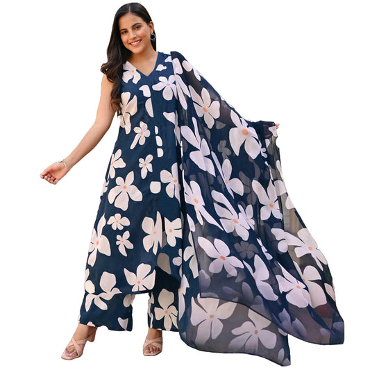 ANNI DESIGNER Women's Rayon Casual Style Kurta With Pant & Dupatta