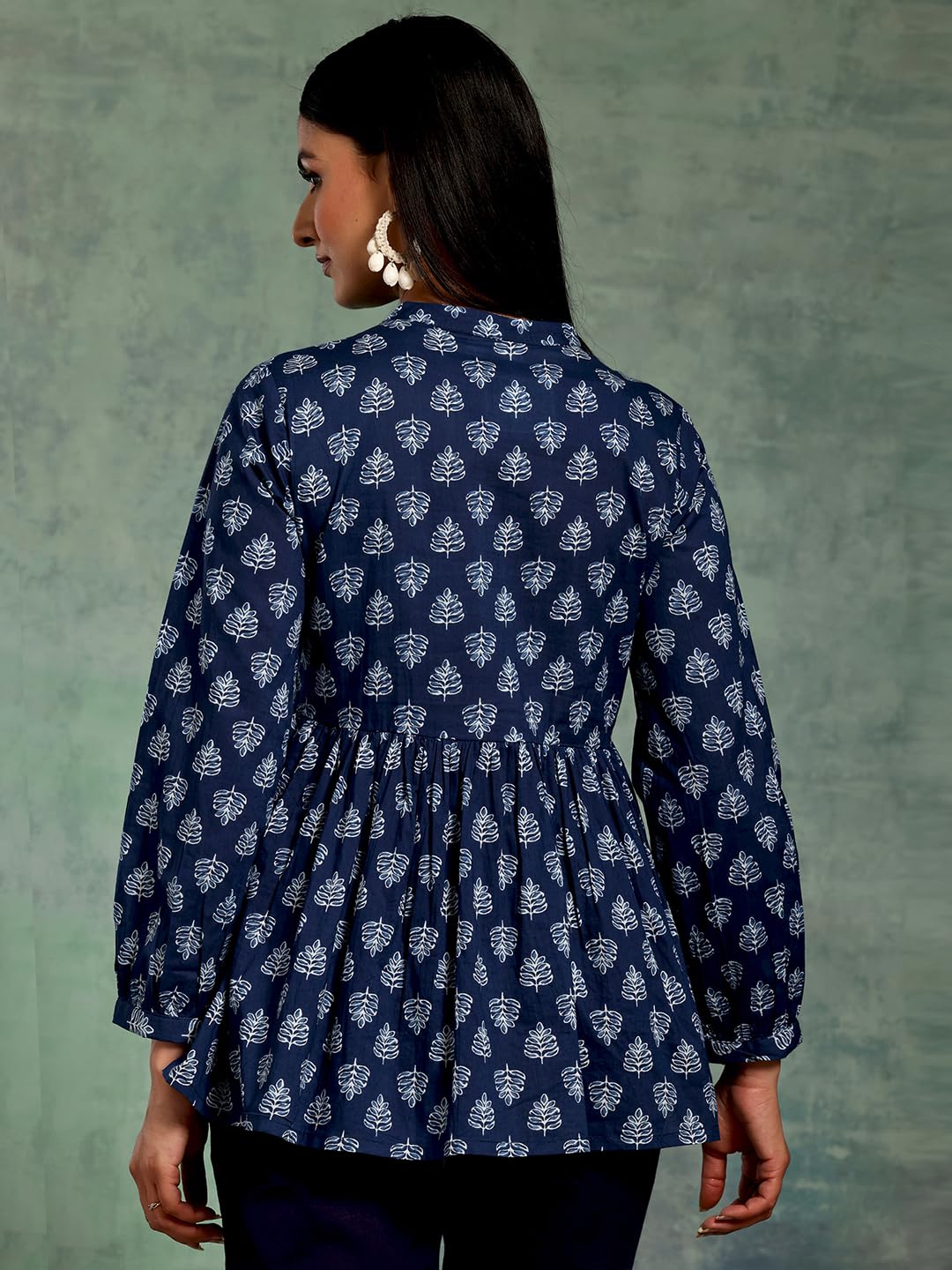 Libas WomenS Yoke Design A-Line Kurtis (26574_Blue