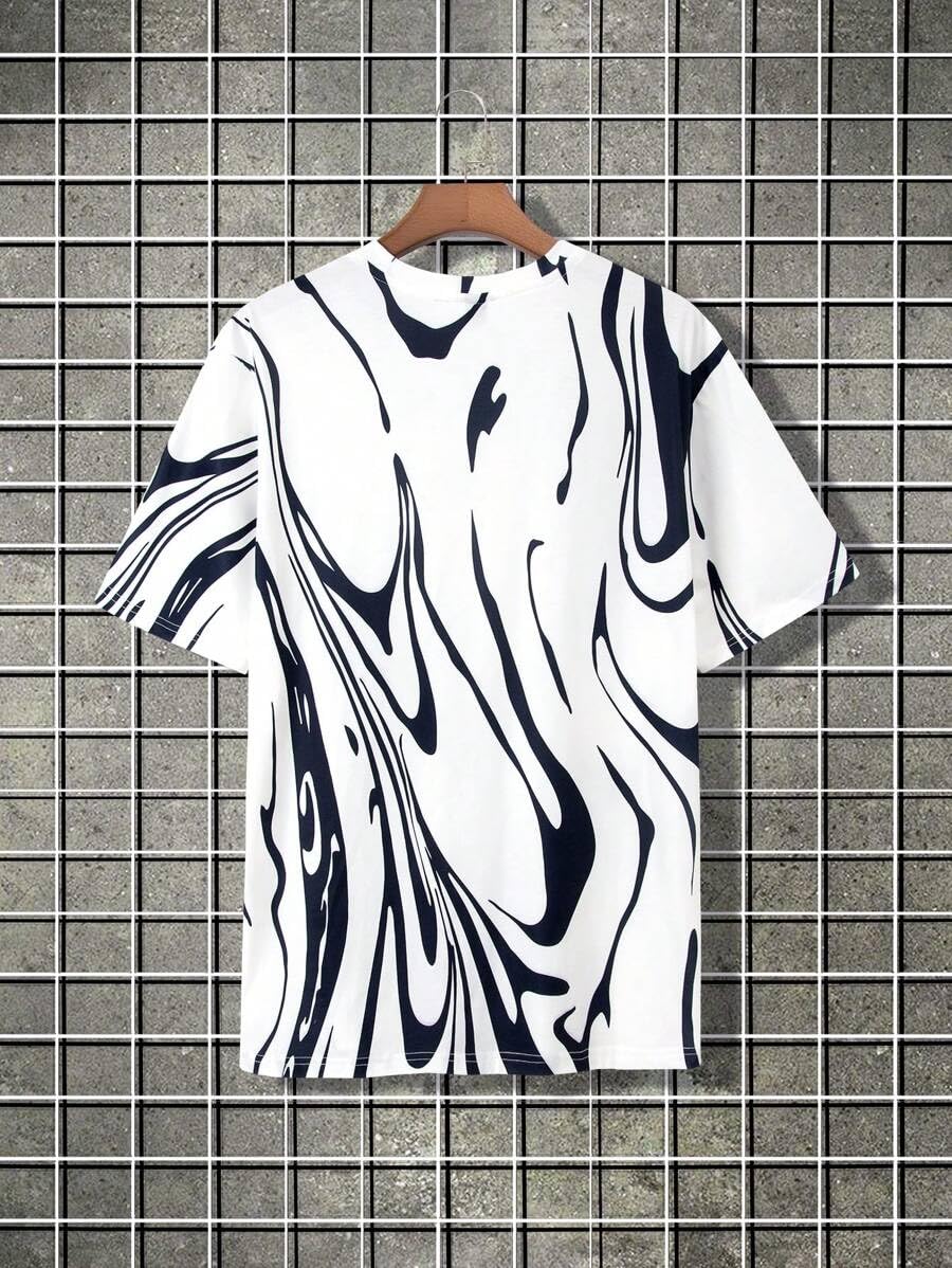 Thalasi Men 100% Cotton Aesthetic Oversized T Shirt For Men - All Over Printed,Loose Fit Round Neck Half Sleeve Oversize Fit Tee