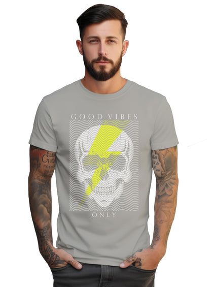 Peppyzone Mens Regular Fit T-Shirt (PZ-Skull458_Grey5
