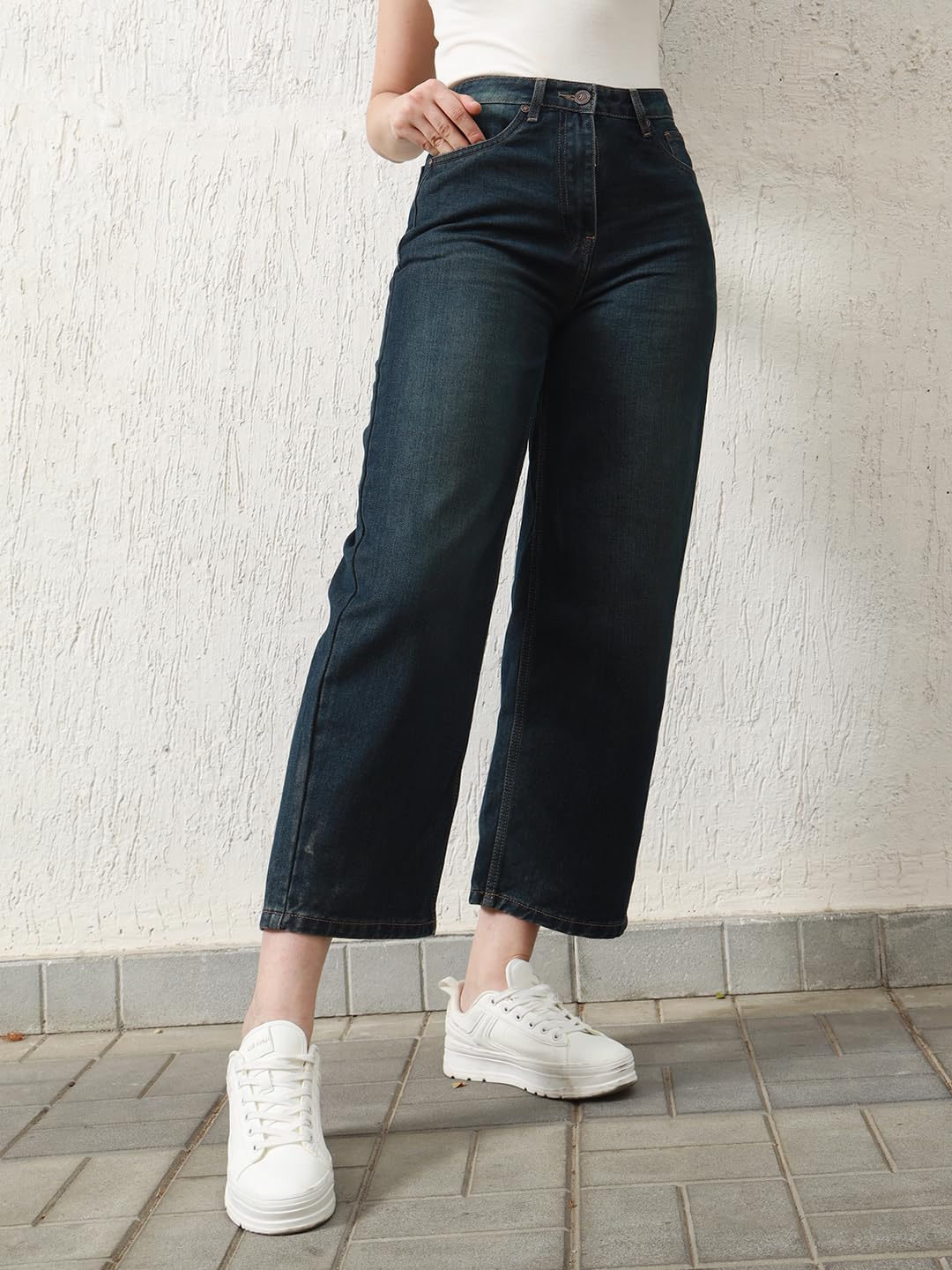 Hubberholme Women Blue Summer Cotton Relaxed Fit Jeans